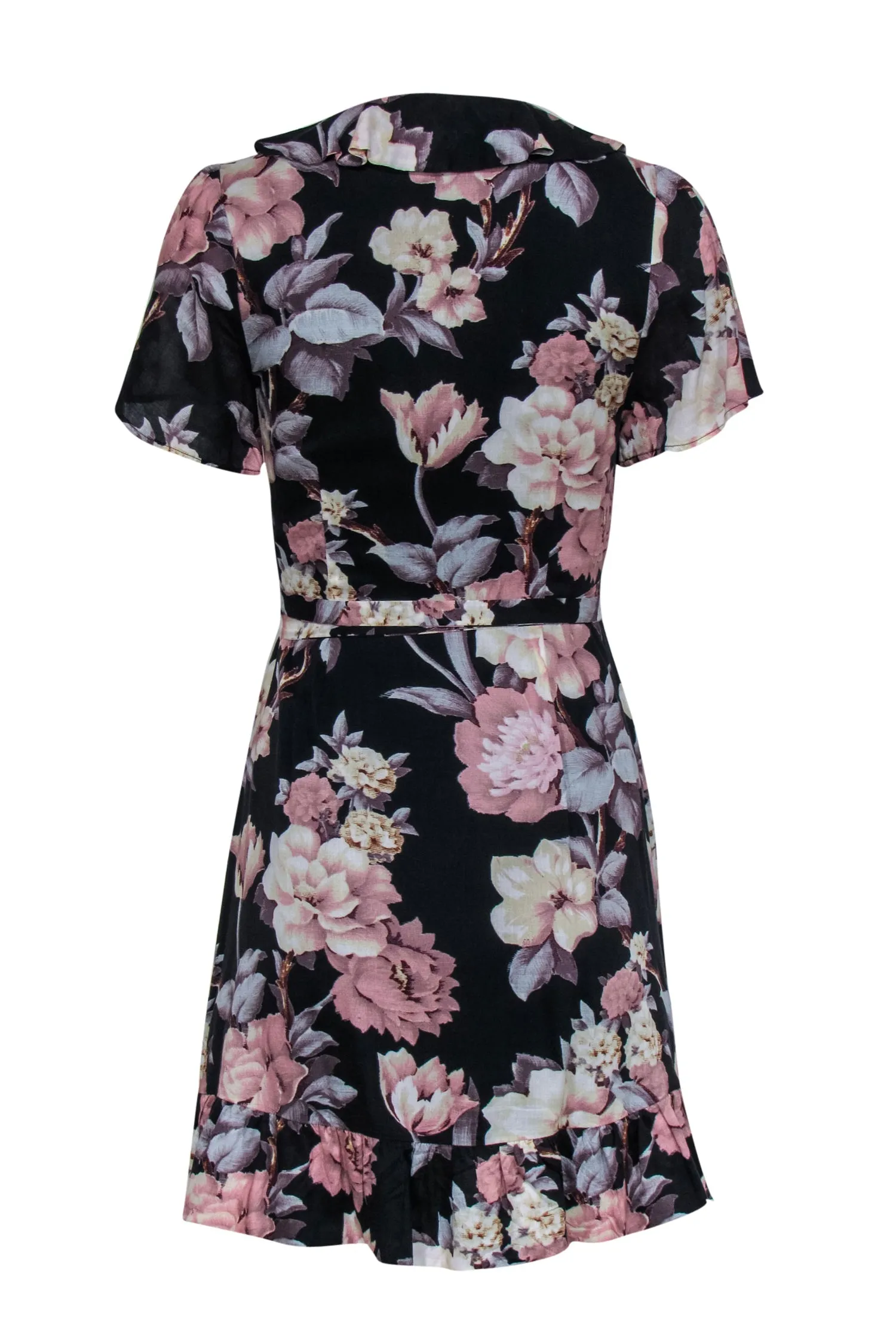 Paige - Black & Pink Floral Print Wrap Dress Sz XS