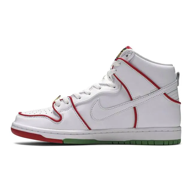 Paul rodriguez x nike dunk high premium sb (boxing/ white/ university red/ green) men us 8-13 ct6680