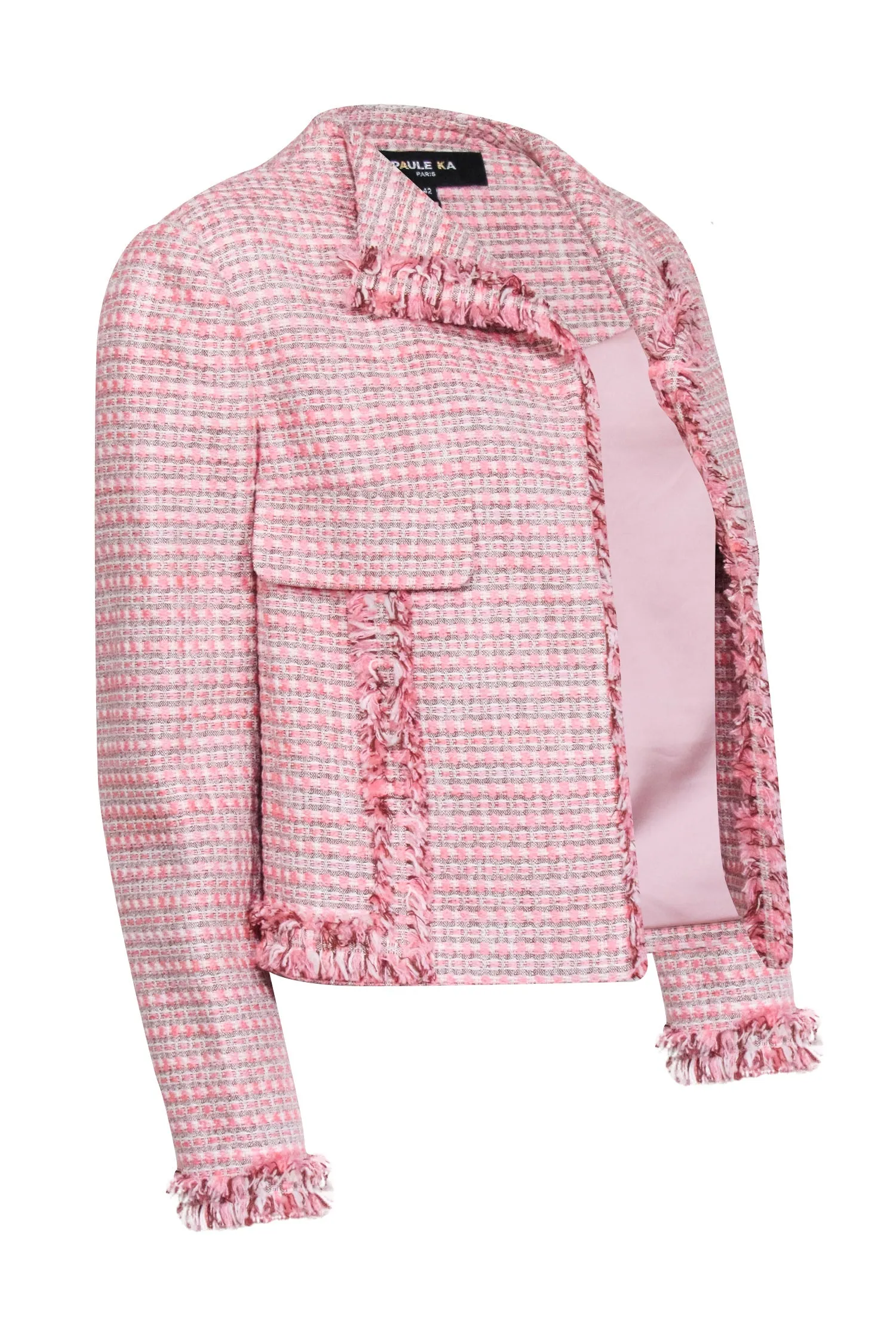 Paule Ka - Pink Tweed Open Front Jacket Sz 10