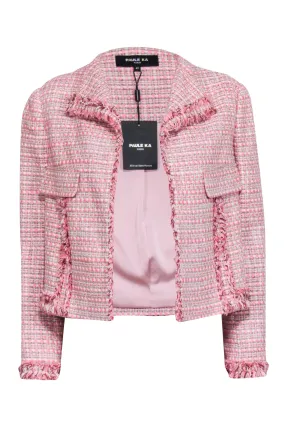 Paule Ka - Pink Tweed Open Front Jacket Sz 10