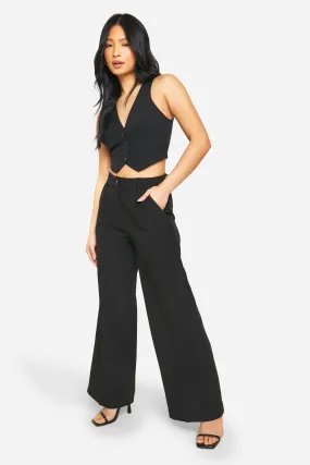 Petite Pleat Front Tailored Wide Leg Pants