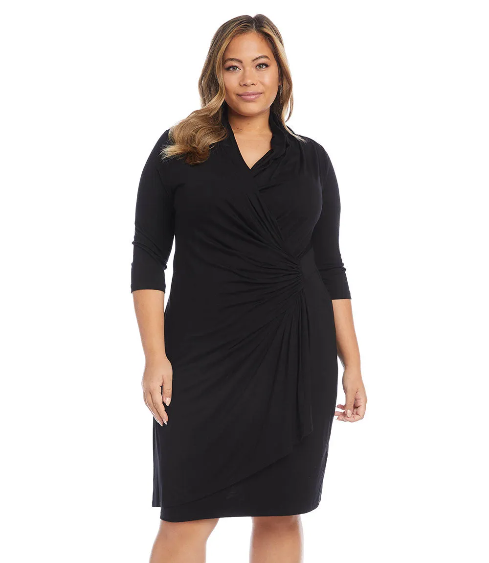 Plus Size Cascade Wrap Dress