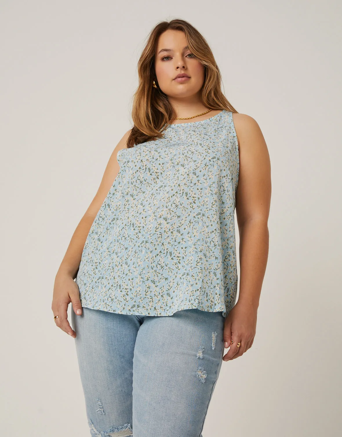 Plus Size Floral Sleeveless Top