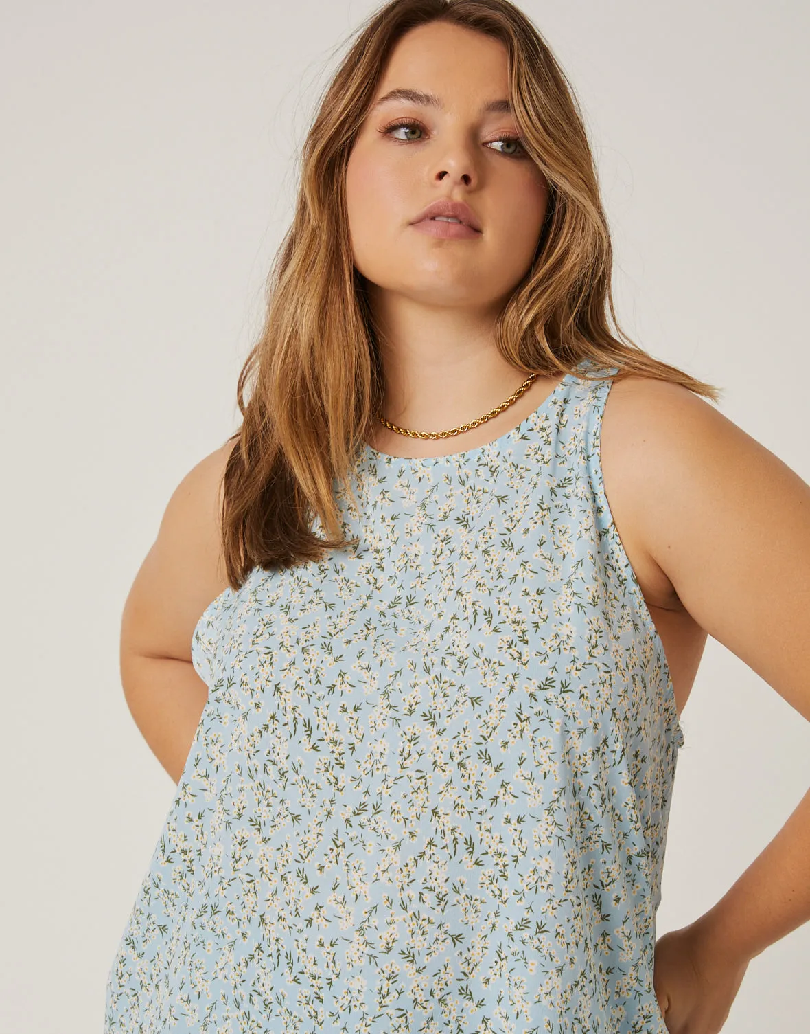 Plus Size Floral Sleeveless Top