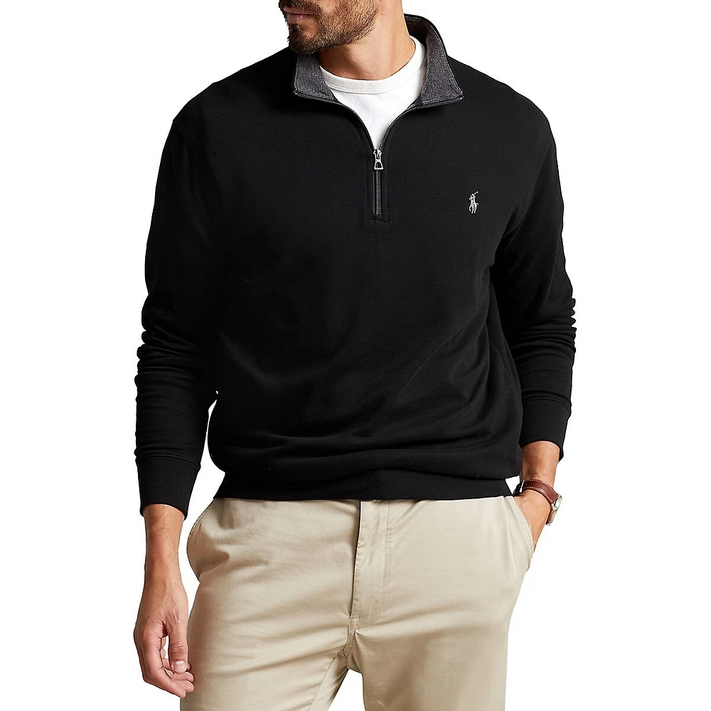 Polo Ralph Lauren Big and Tall Luxury Jersey Quarter-Zip Pullover