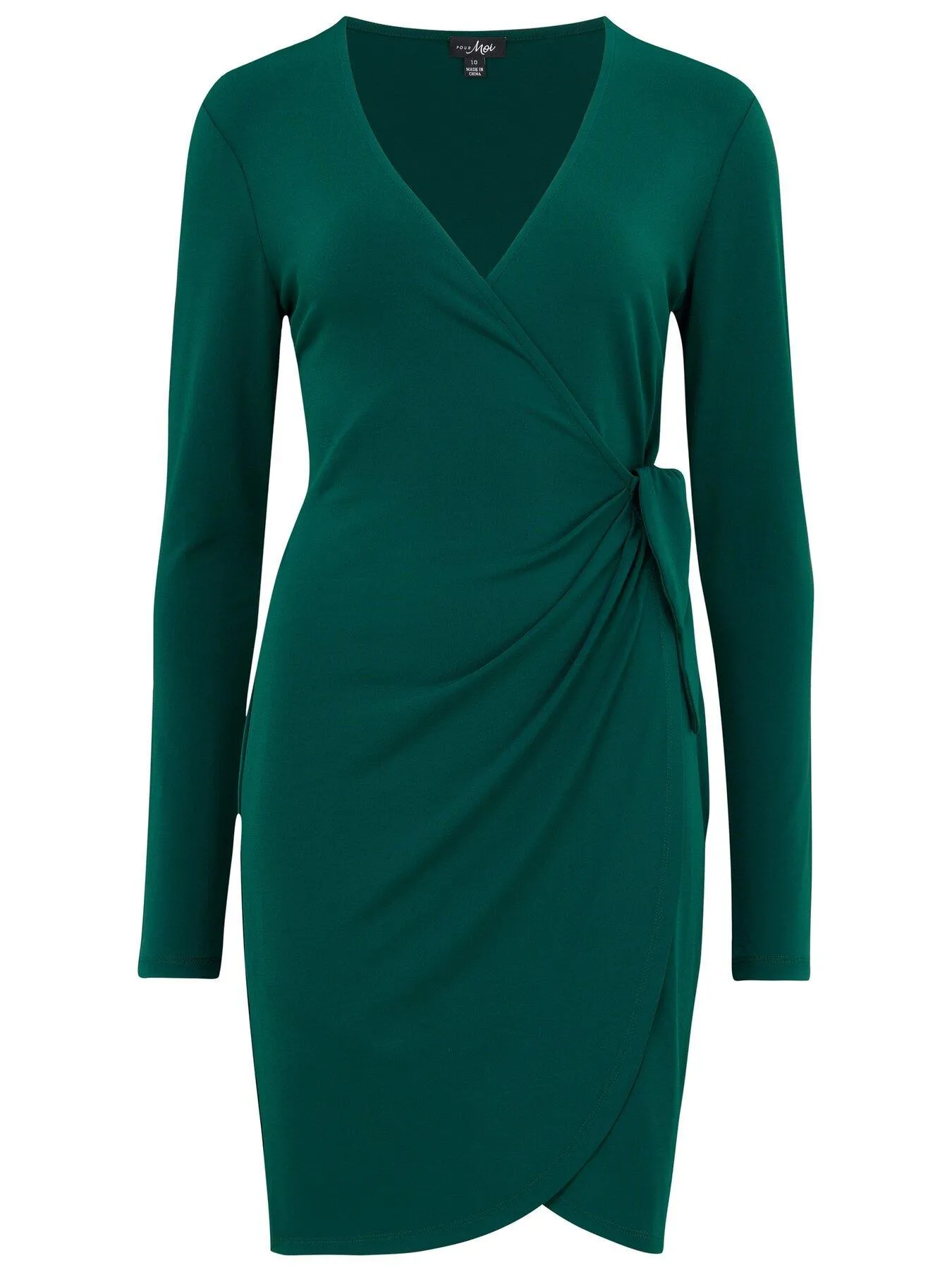 Pour Moi Bryony Slinky Jersey Wrap Mini Dress - Green