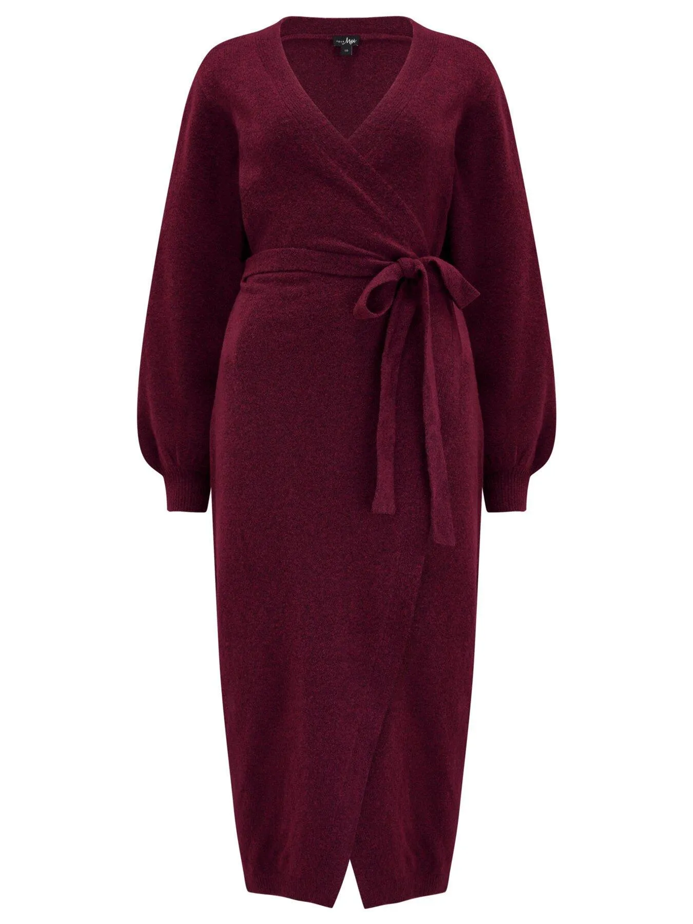 Pour Moi Elle Knit Midi Wrap Dress - Dark Purple