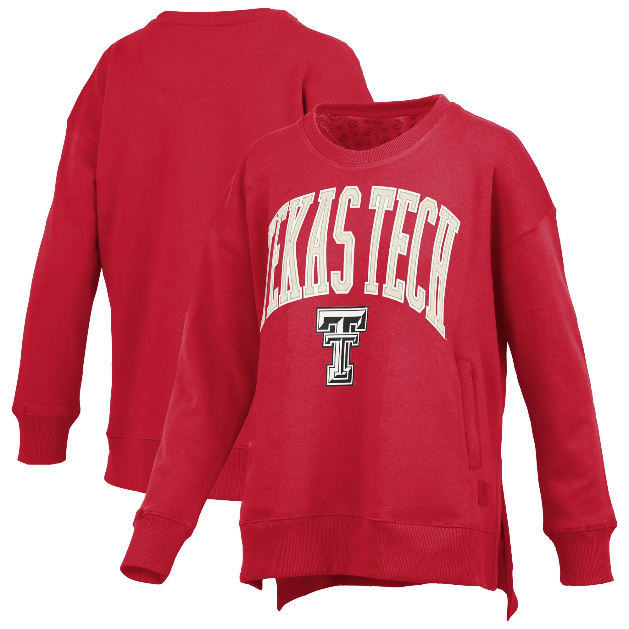 Pressbox Texas Tech Red Raiders Women's Red Pocketed Arch Pullover Sweatshirt