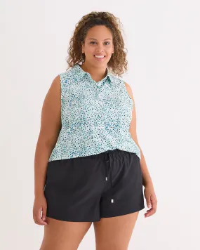 Printed Sleeveless Polo Top - Active Zone