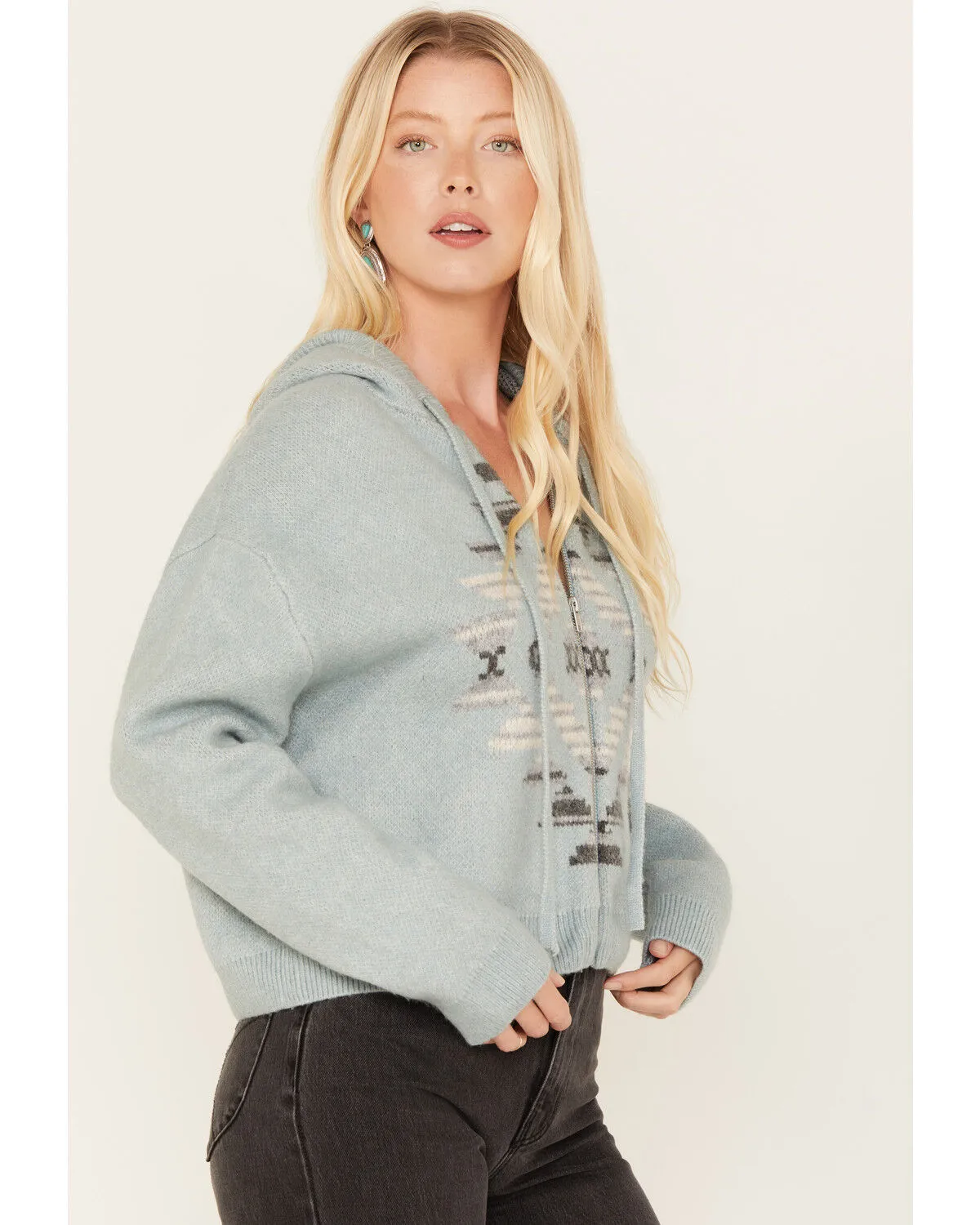 Product Name:  Ariat Women's Agave Garden Intarsia Southwestern Knit Zip Hooded Pullover