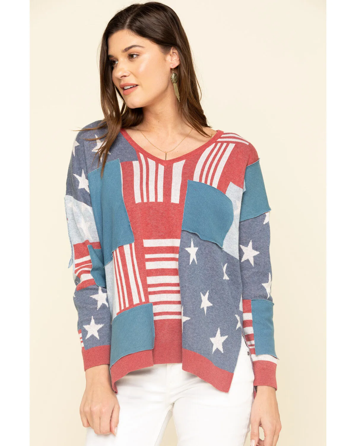 Product Name:  Tasha Polizzi Women's Flag Patch Pullover