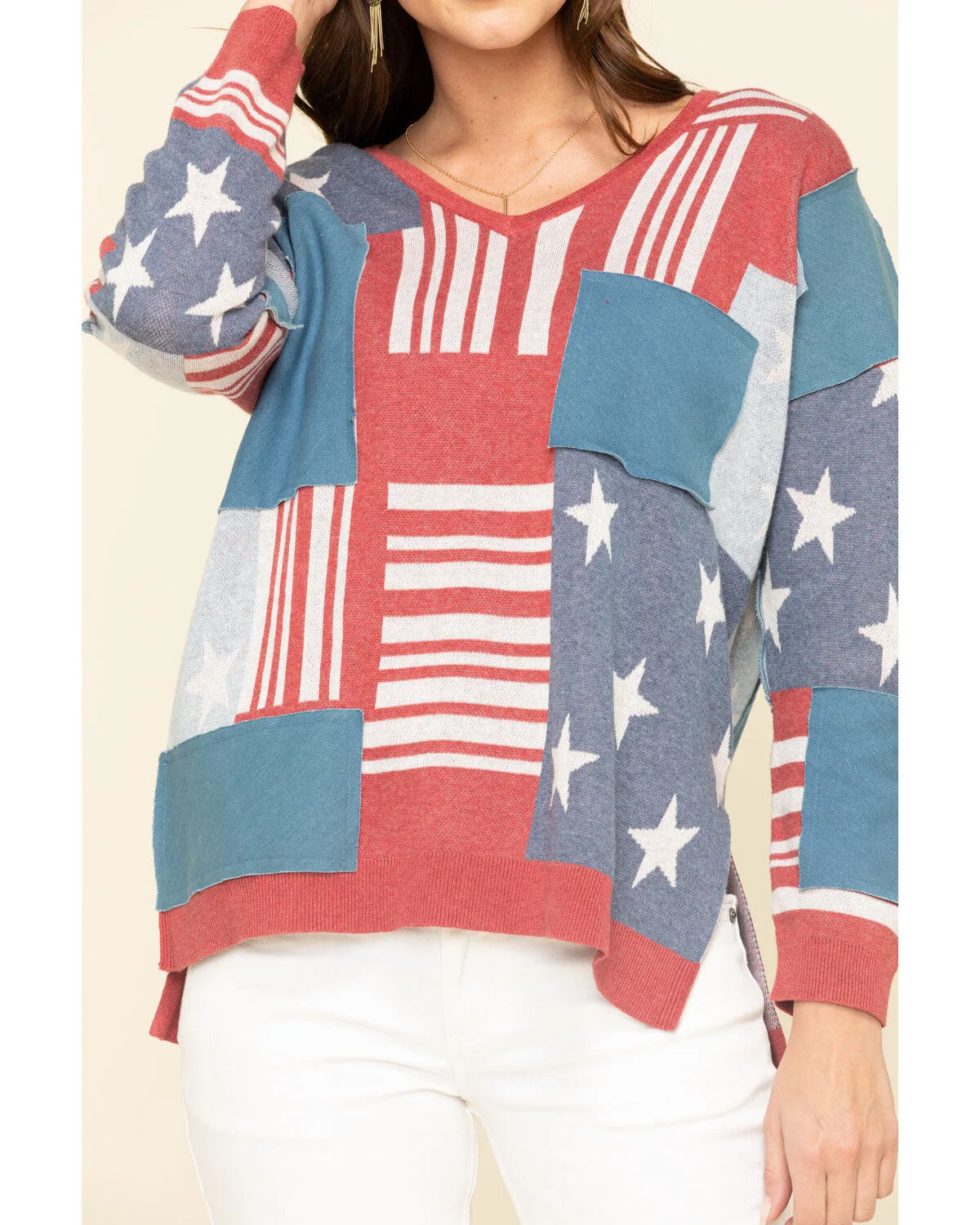 Product Name:  Tasha Polizzi Women's Flag Patch Pullover