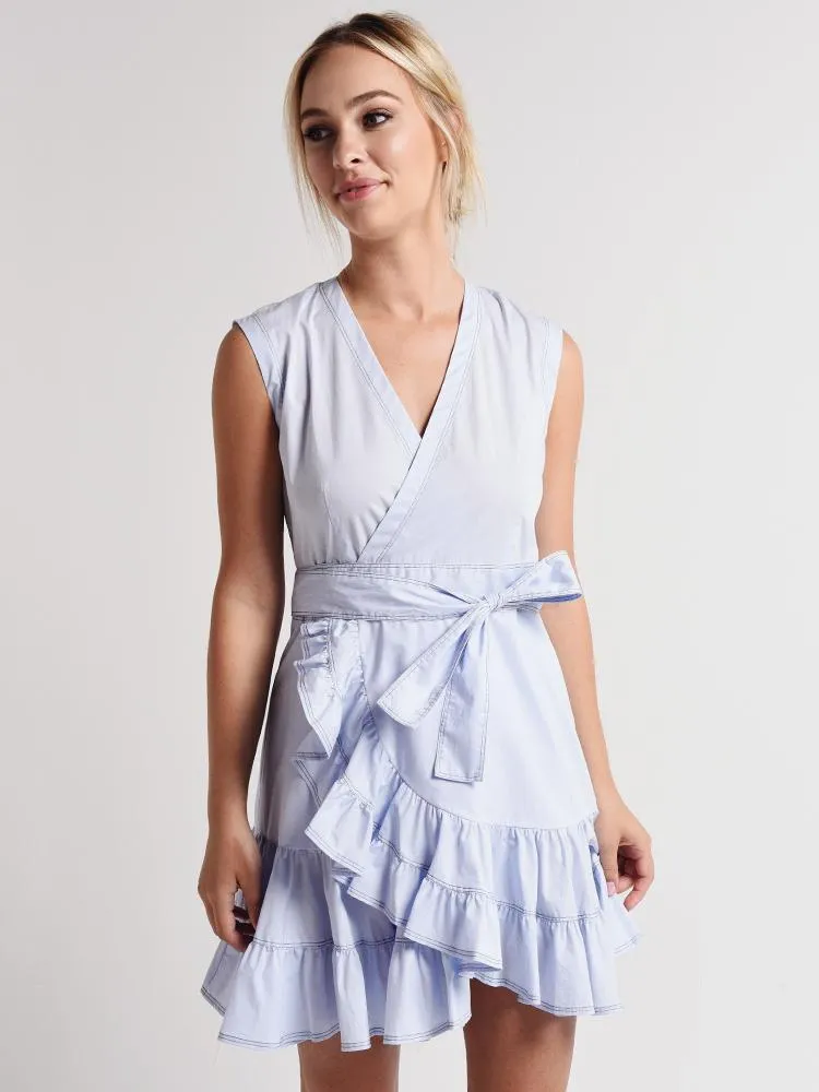     REBECCA TAYLOR  Sleeveless Poplin Wrap Dress    