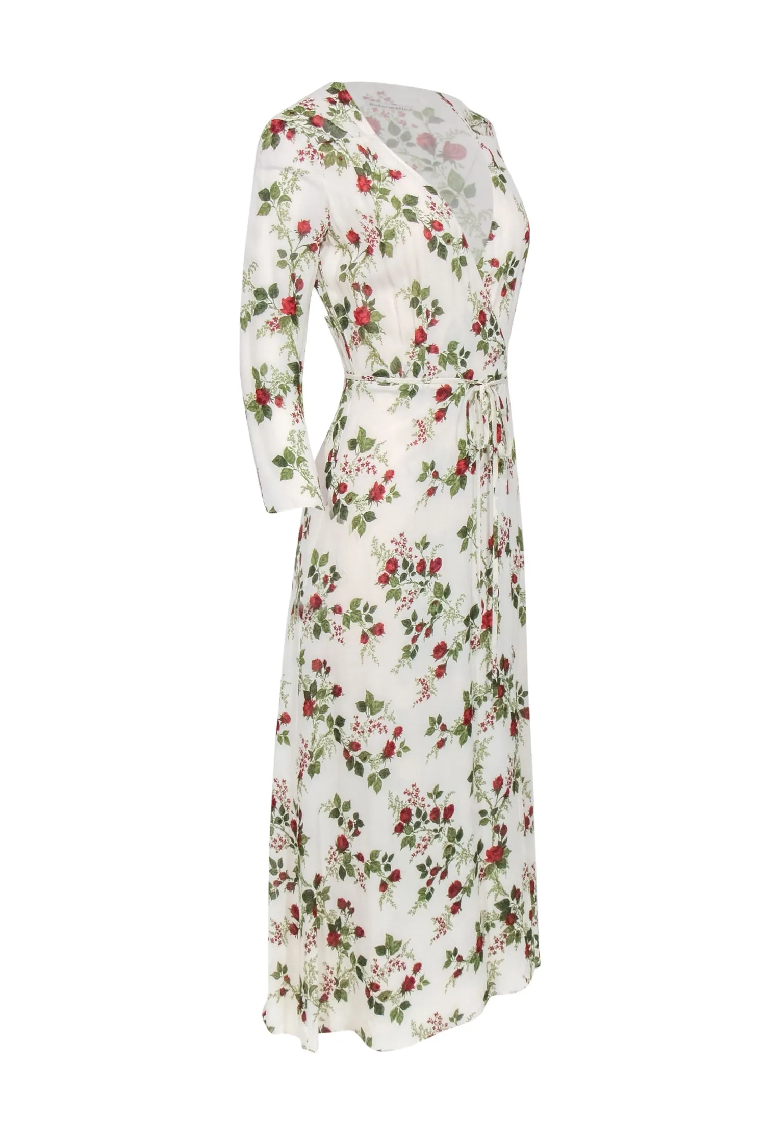 Reformation - Cream Rose Print Maxi Wrap Dress Sz XS