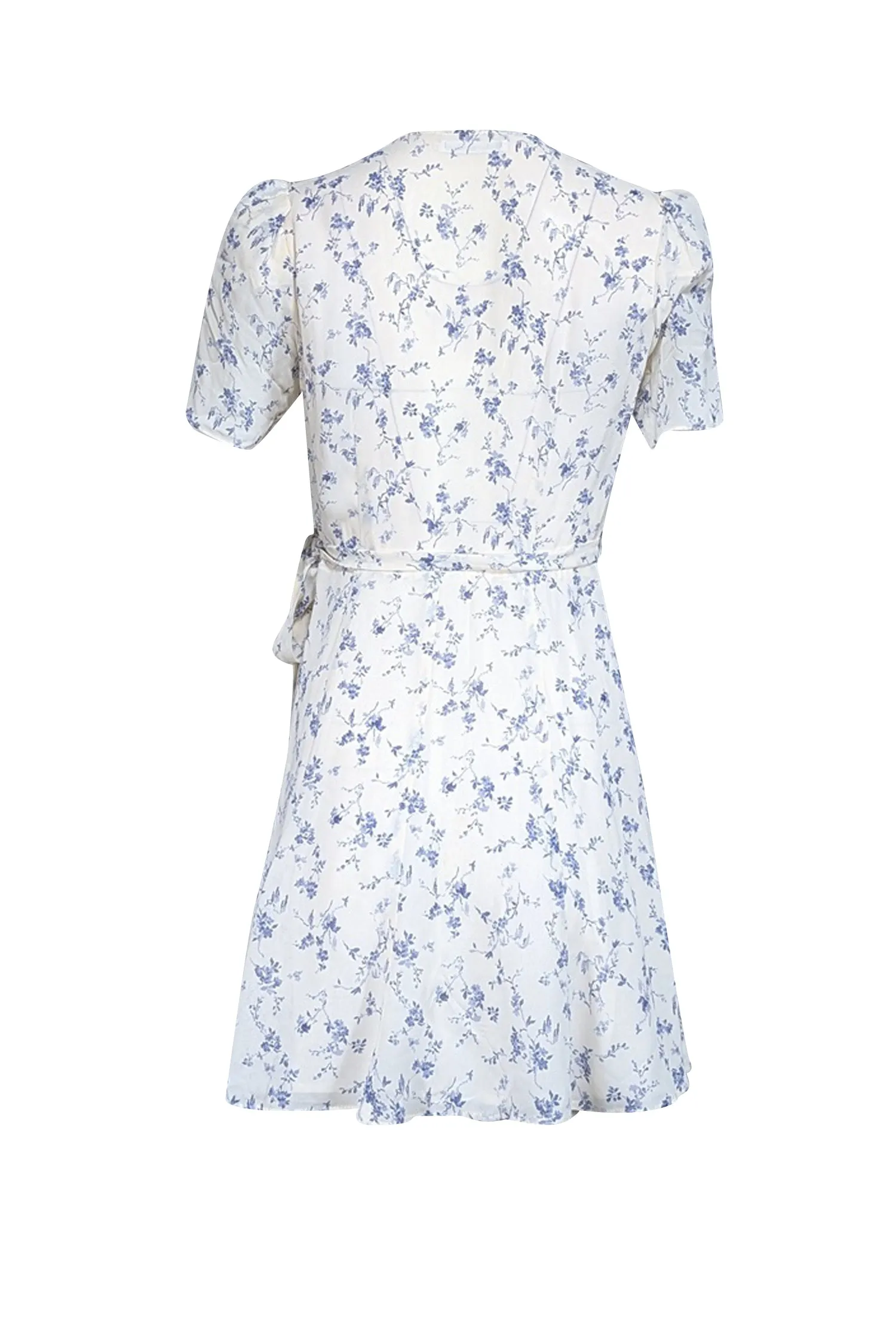 Reformation - Ivory & Blue Floral Print Wrap Dress Sz S