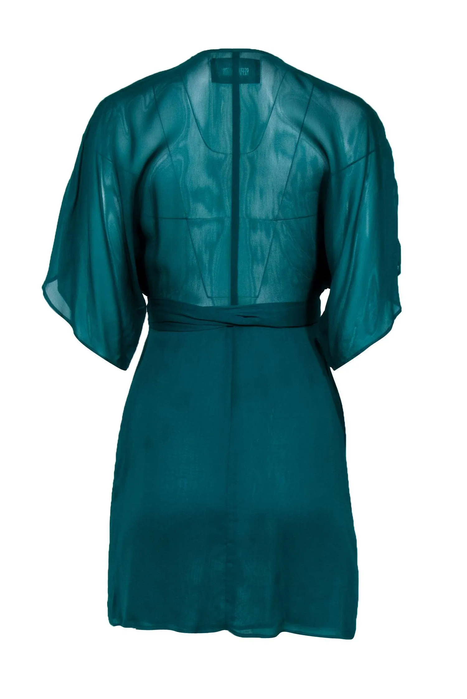 Reformation - Teal Crepe Wrap Mini Dress w/ Wide Sleeves Sz XS