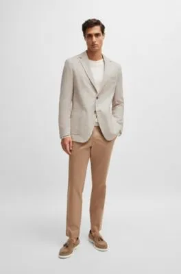 Regular-fit jacket in a herringbone stretch-cotton blend