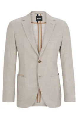 Regular-fit jacket in a herringbone stretch-cotton blend