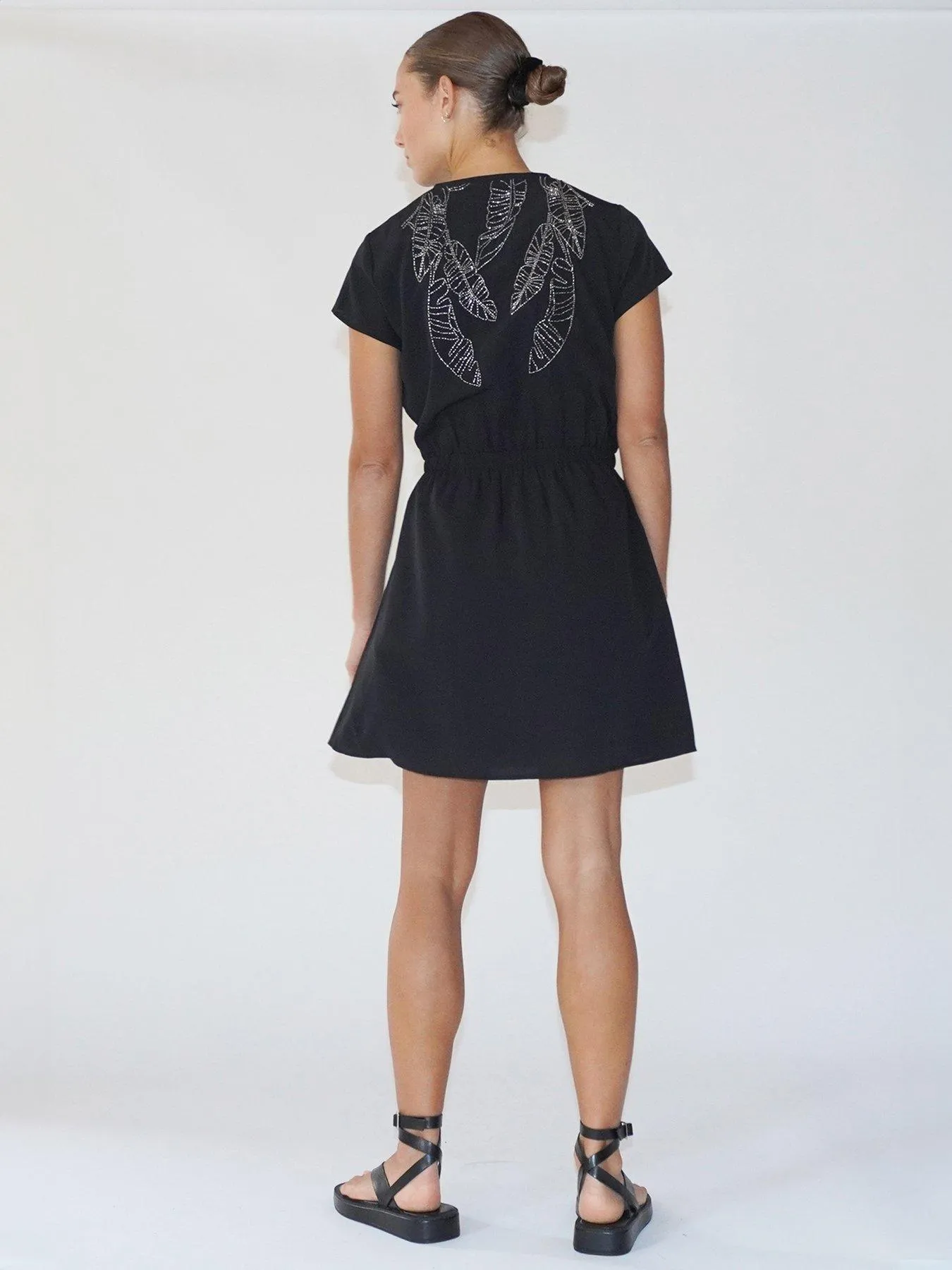 Religion Sensation Wrap Beaded Mini Dress - Black