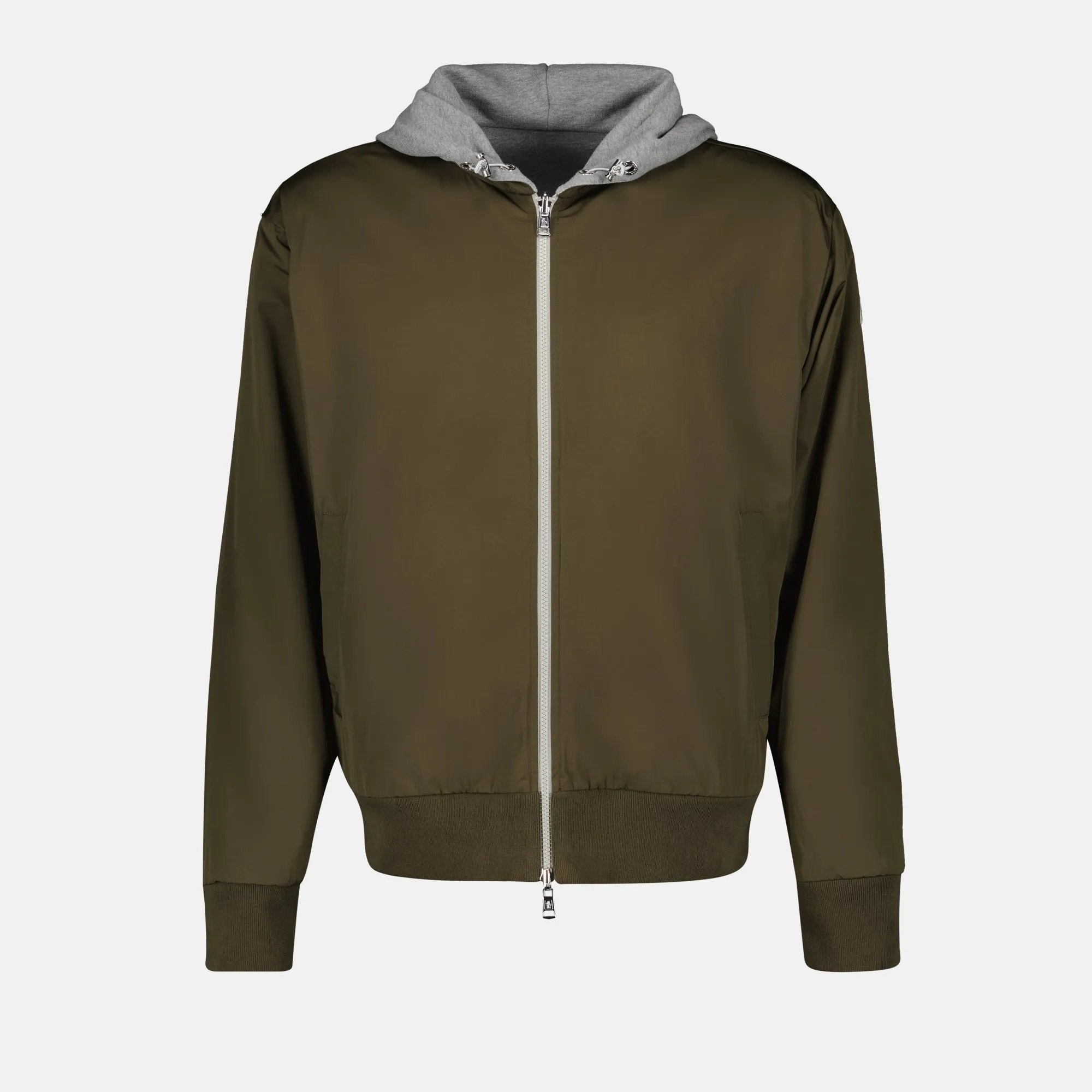 Reversible Khaki and Grey Zip Hoodie