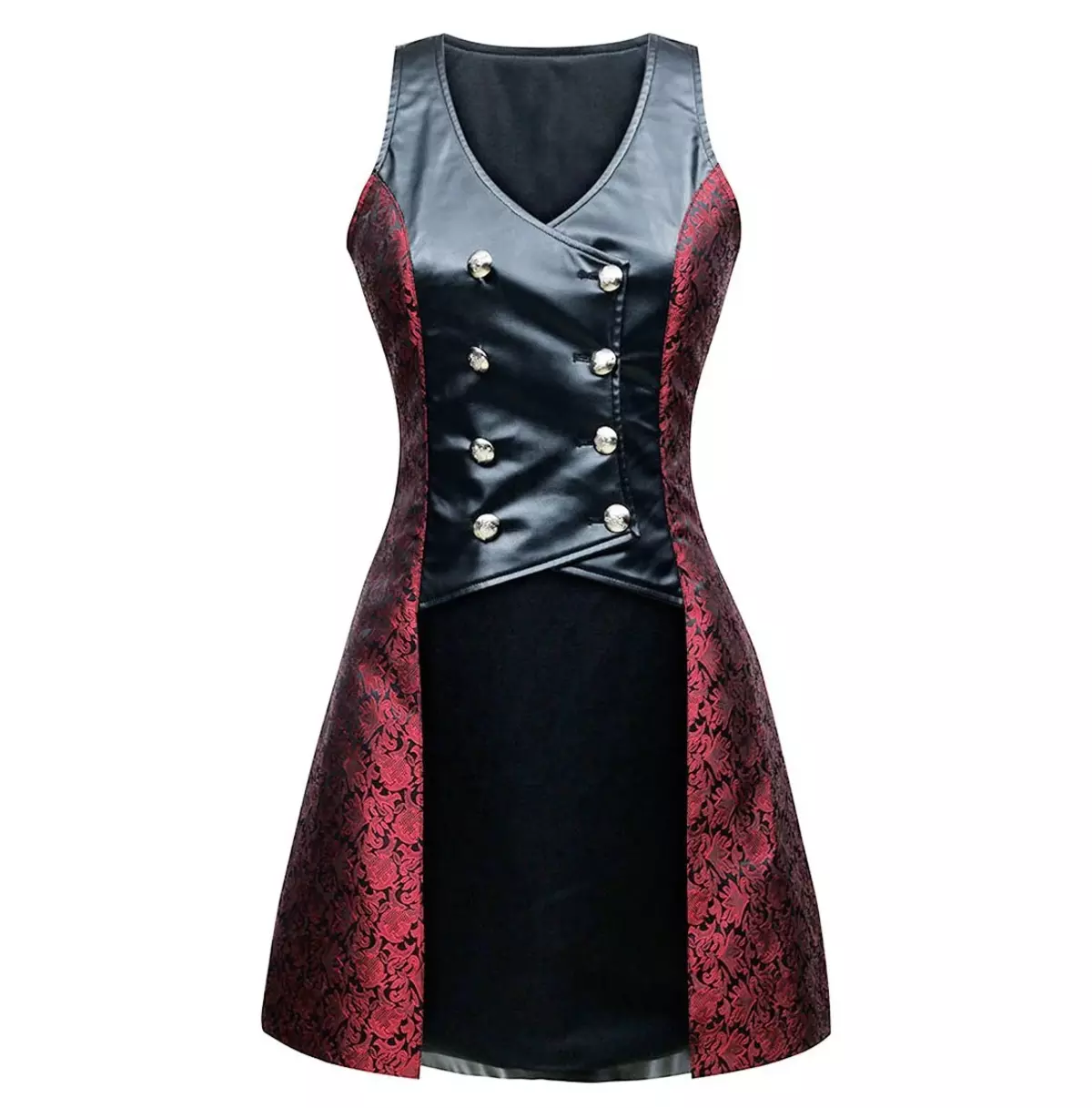 Rogue Empress Red & Black Brocade V-Neck Gothic Jacket