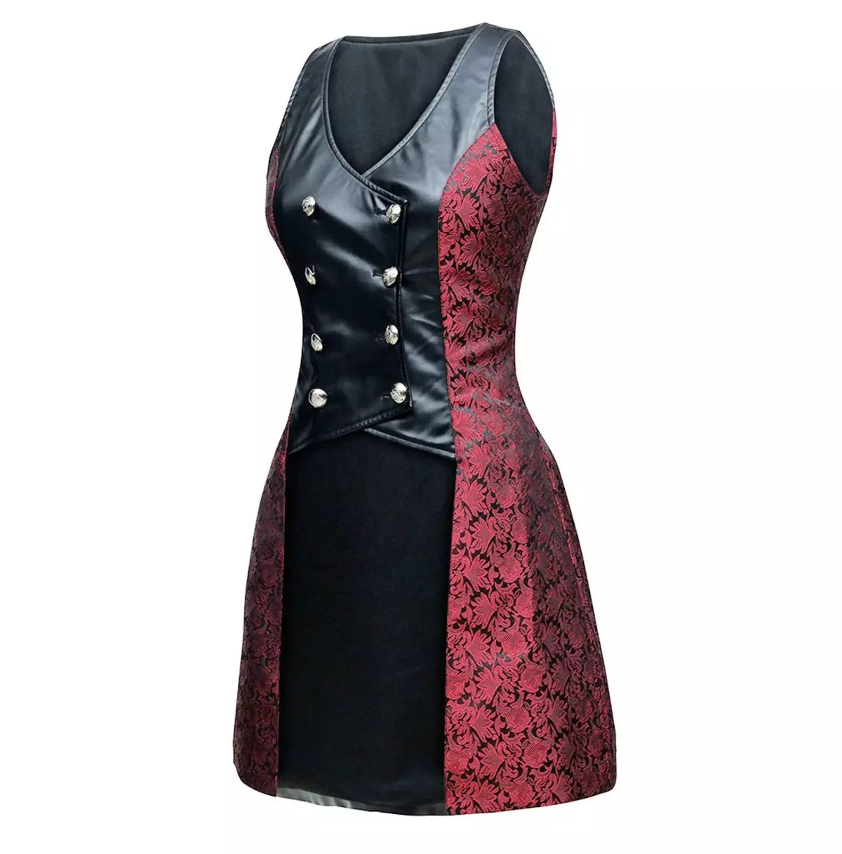 Rogue Empress Red & Black Brocade V-Neck Gothic Jacket