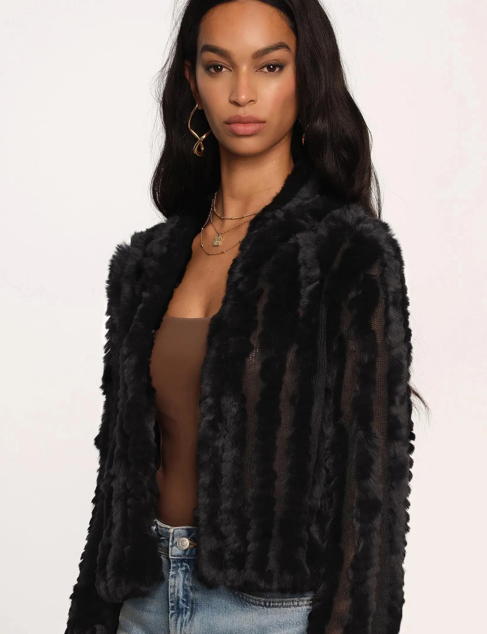 Rosa Fur Jacket - Black