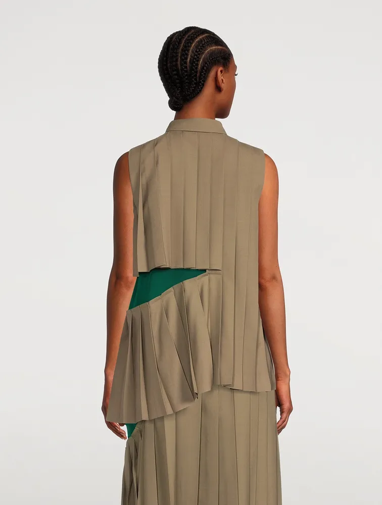 SACAI Suiting x Chiffon Sleeveless Top