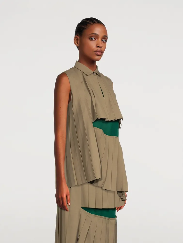 SACAI Suiting x Chiffon Sleeveless Top