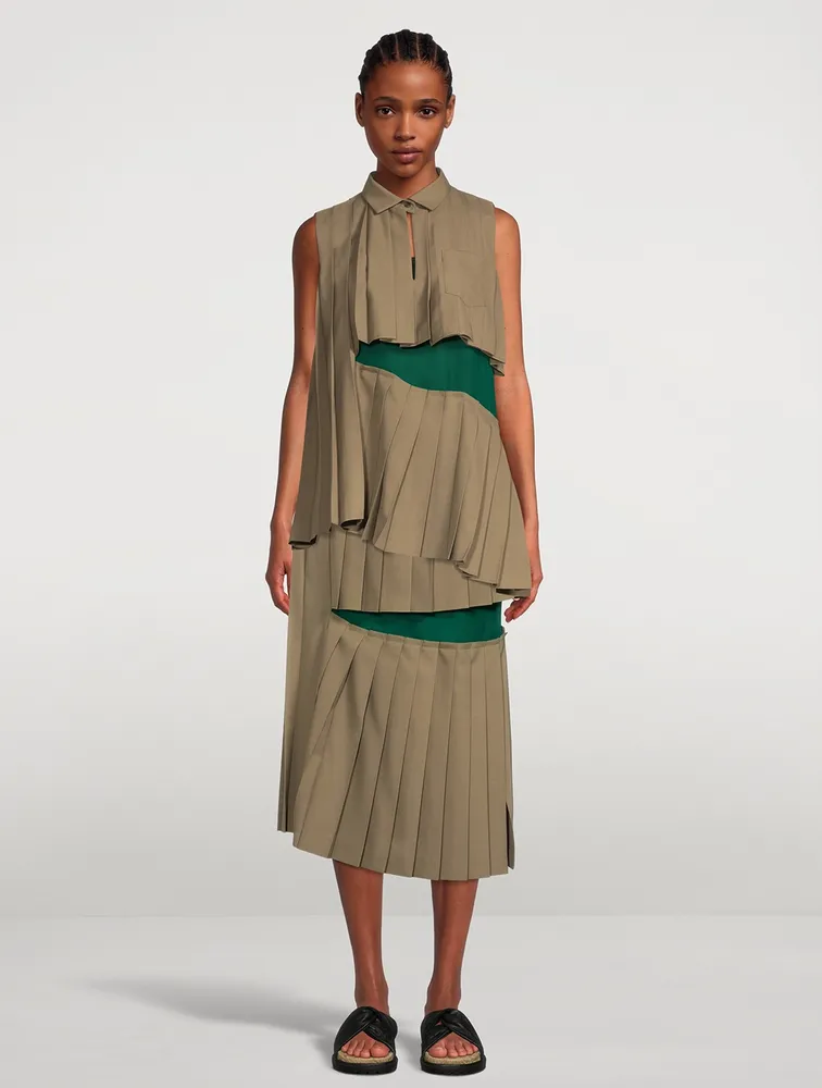 SACAI Suiting x Chiffon Sleeveless Top