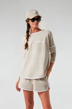 Sand and White Terry Farah Pullover