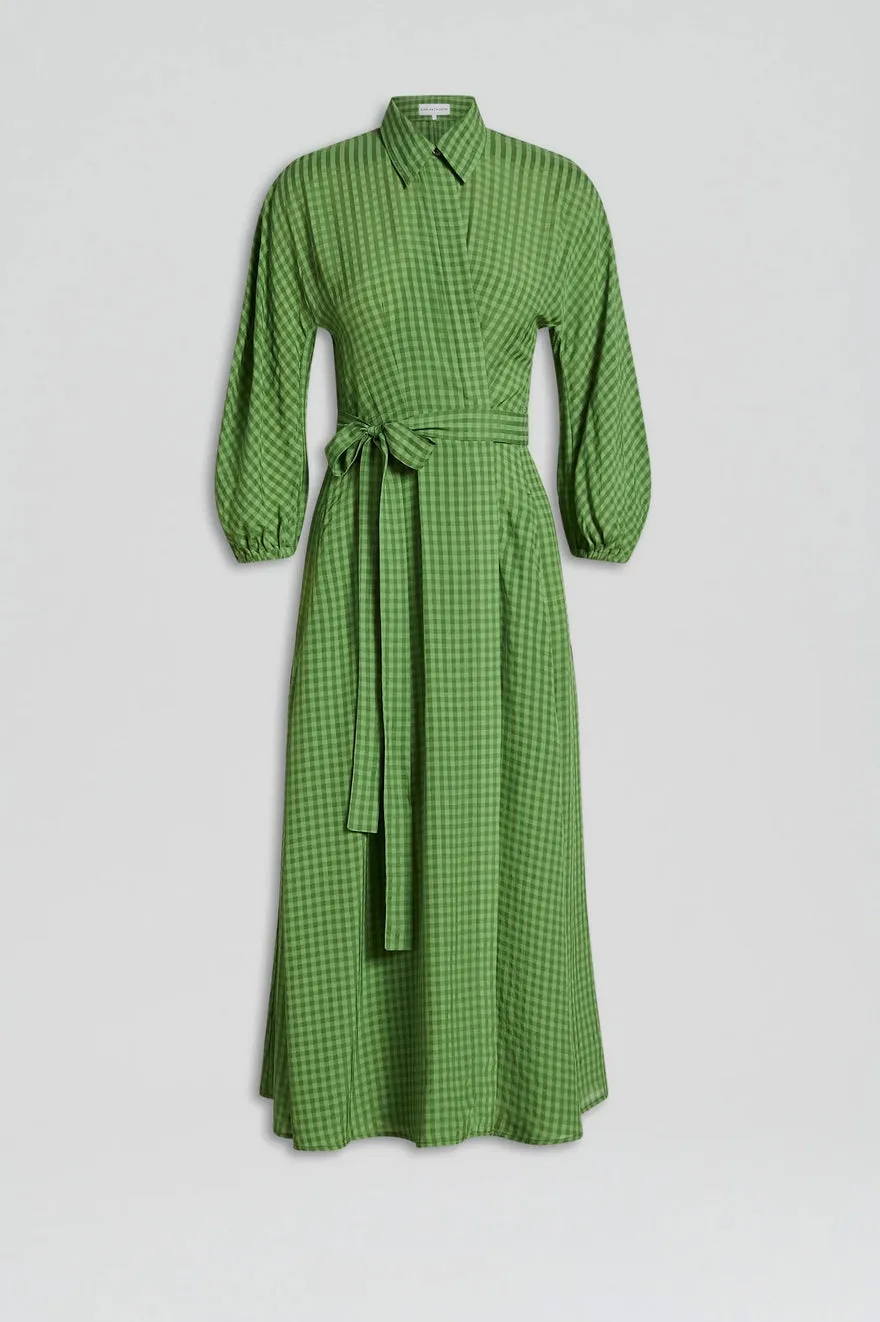 ----Scanlan Theodore   ----Gingham Wrap Dress - Safari ---