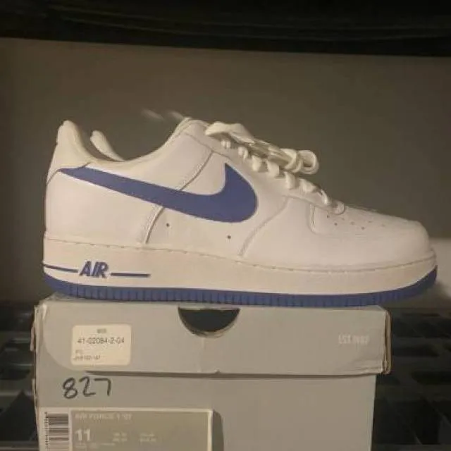 Size 11 - nike air force 1 ‘07 white varsity royal blue 315122 123