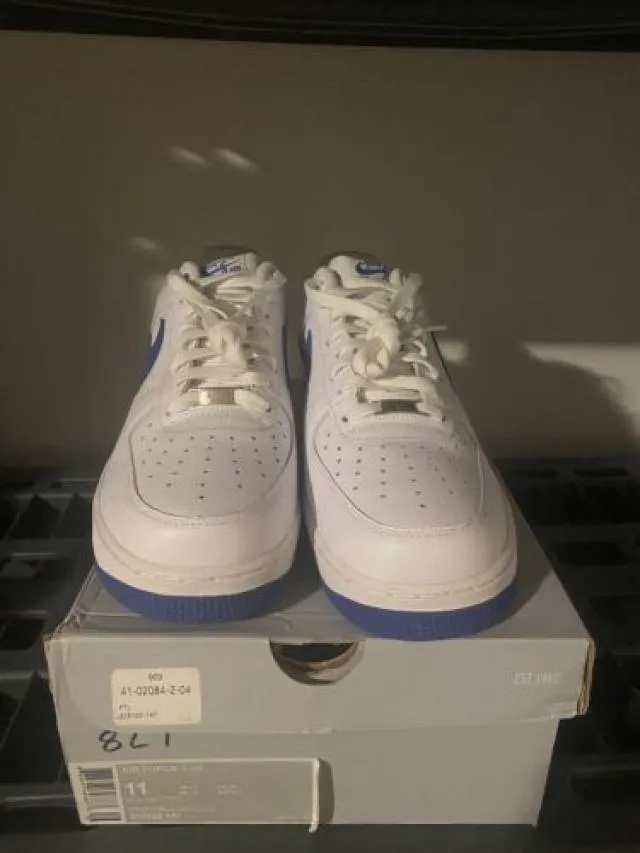 Size 11 - nike air force 1 ‘07 white varsity royal blue 315122 123