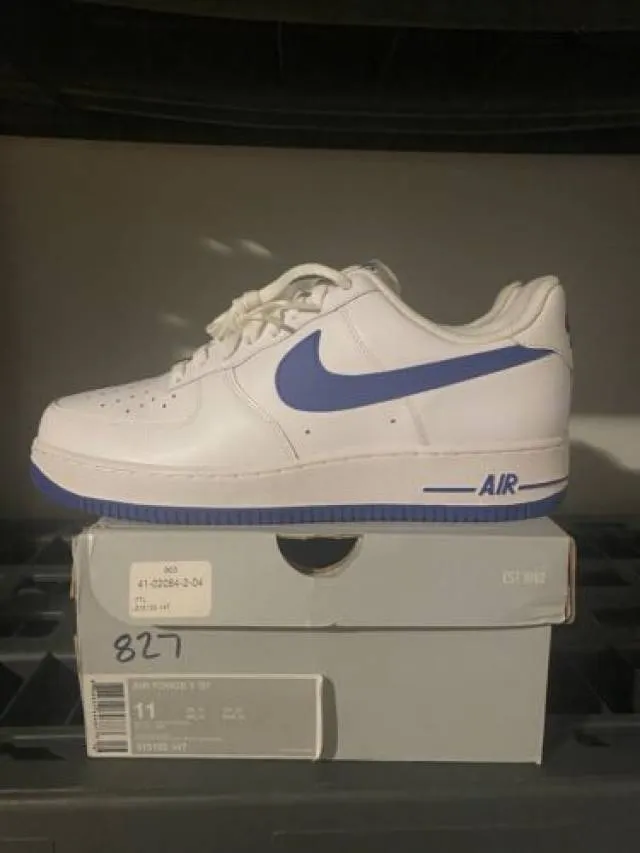 Size 11 - nike air force 1 ‘07 white varsity royal blue 315122 123