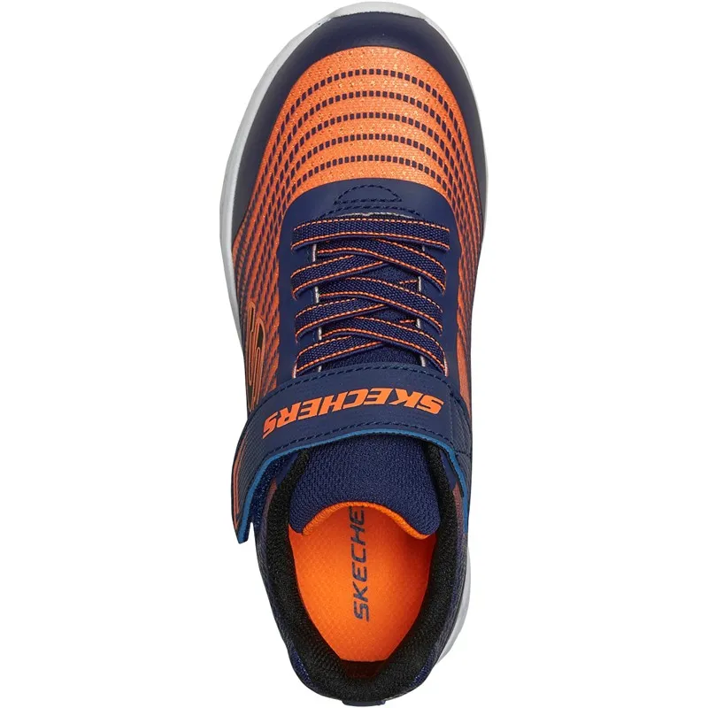 SKECHERS Junior Boys Microspec Max II Trainers Navy/Orange