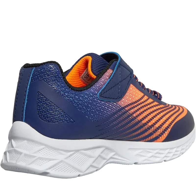 SKECHERS Junior Boys Microspec Max II Trainers Navy/Orange