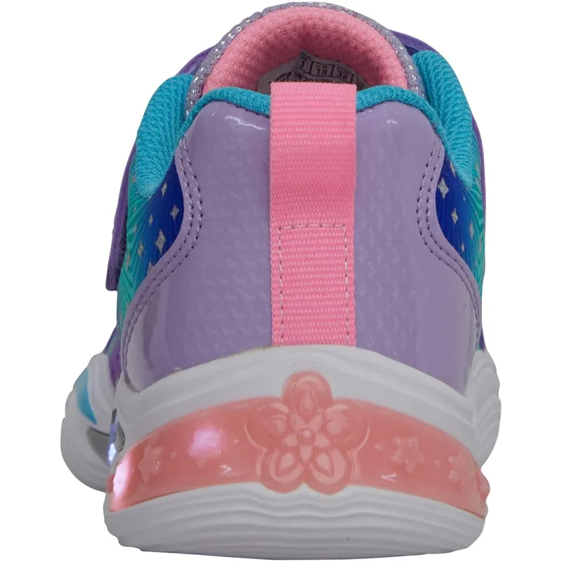 SKECHERS Junior Girls S Lights Power Petals Painted Daisy Trainers Lavender/Metallic