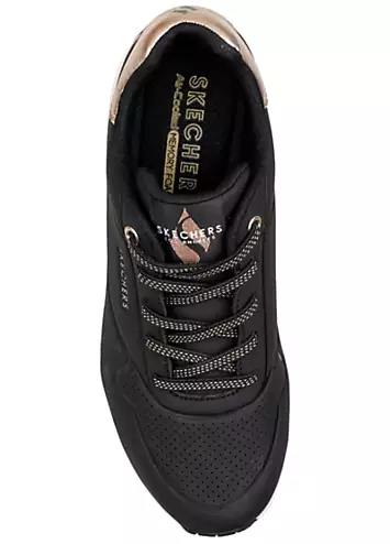 Skechers Ladies Black Uno Shimmer Away Trainers | Kaleidoscope