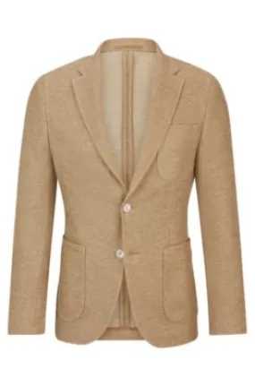 Slim-fit jacket in micro-patterned linen and cotton