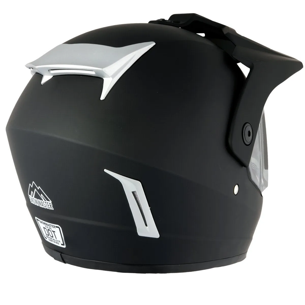 Snow Master TX45 Ultra Light Weight Flat Black Dual Sport Snowmobile Motorcycle Full Face Helmet for Men & Women - DOT Approved 