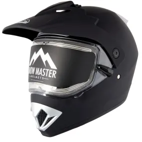 Snow Master TX45 Ultra Light Weight Flat Black Dual Sport Snowmobile Motorcycle Full Face Helmet for Men & Women - DOT Approved 