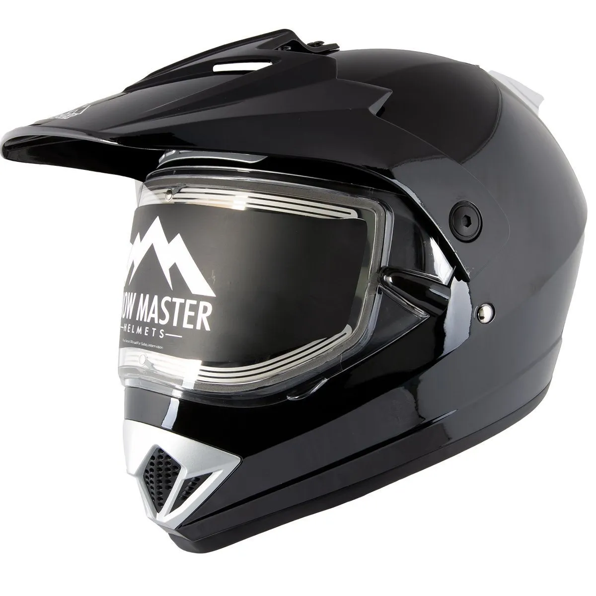 Snow Master TX45 Ultra Light Weight Glossy Black Dual Sport Snowmobile Motorcycle Full Face Helmet for Men & Women - DOT Approve