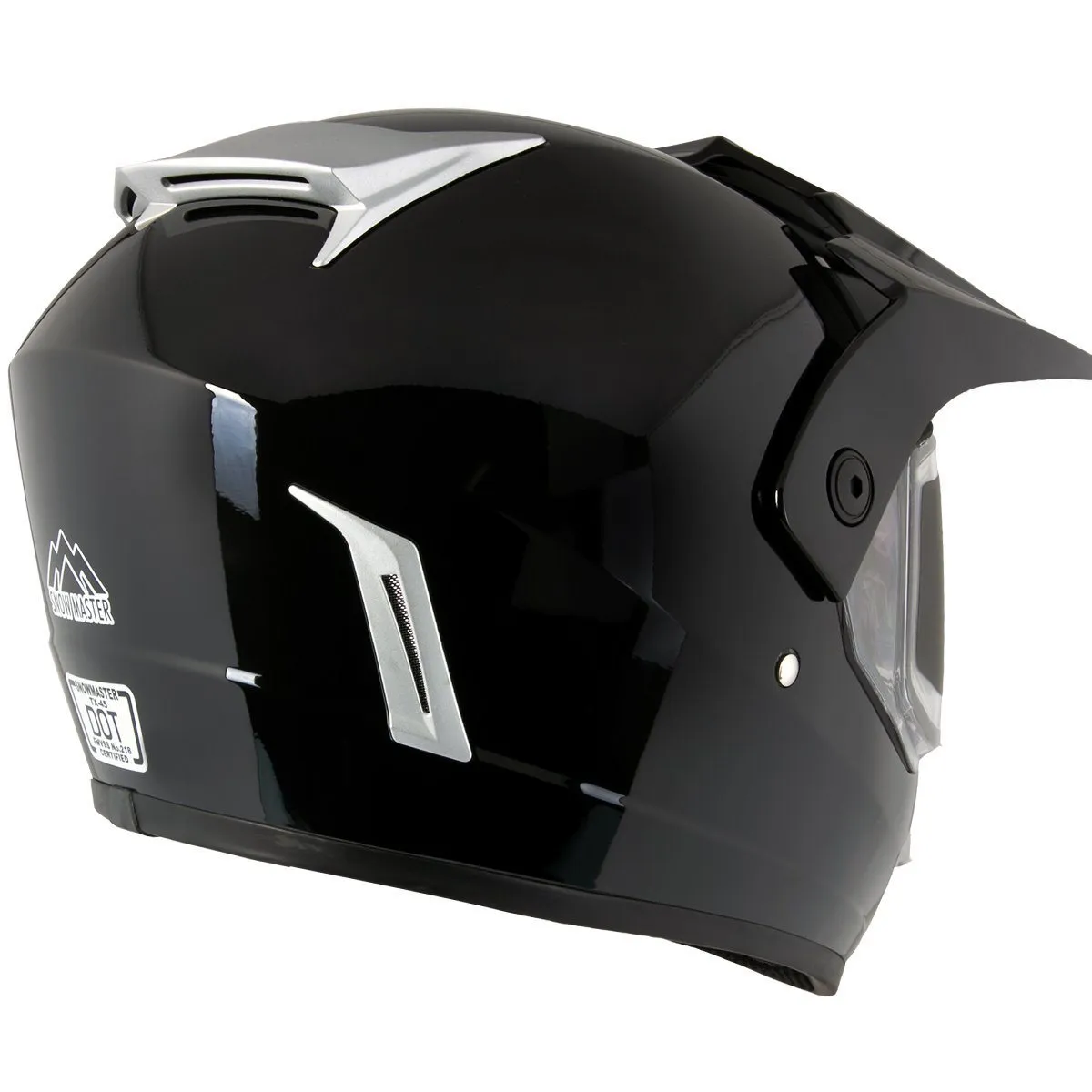 Snow Master TX45 Ultra Light Weight Glossy Black Dual Sport Snowmobile Motorcycle Full Face Helmet for Men & Women - DOT Approve