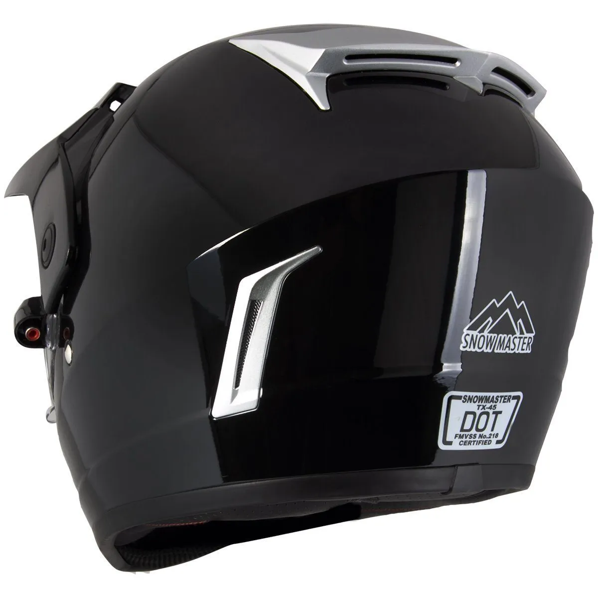 Snow Master TX45 Ultra Light Weight Glossy Black Dual Sport Snowmobile Motorcycle Full Face Helmet for Men & Women - DOT Approve