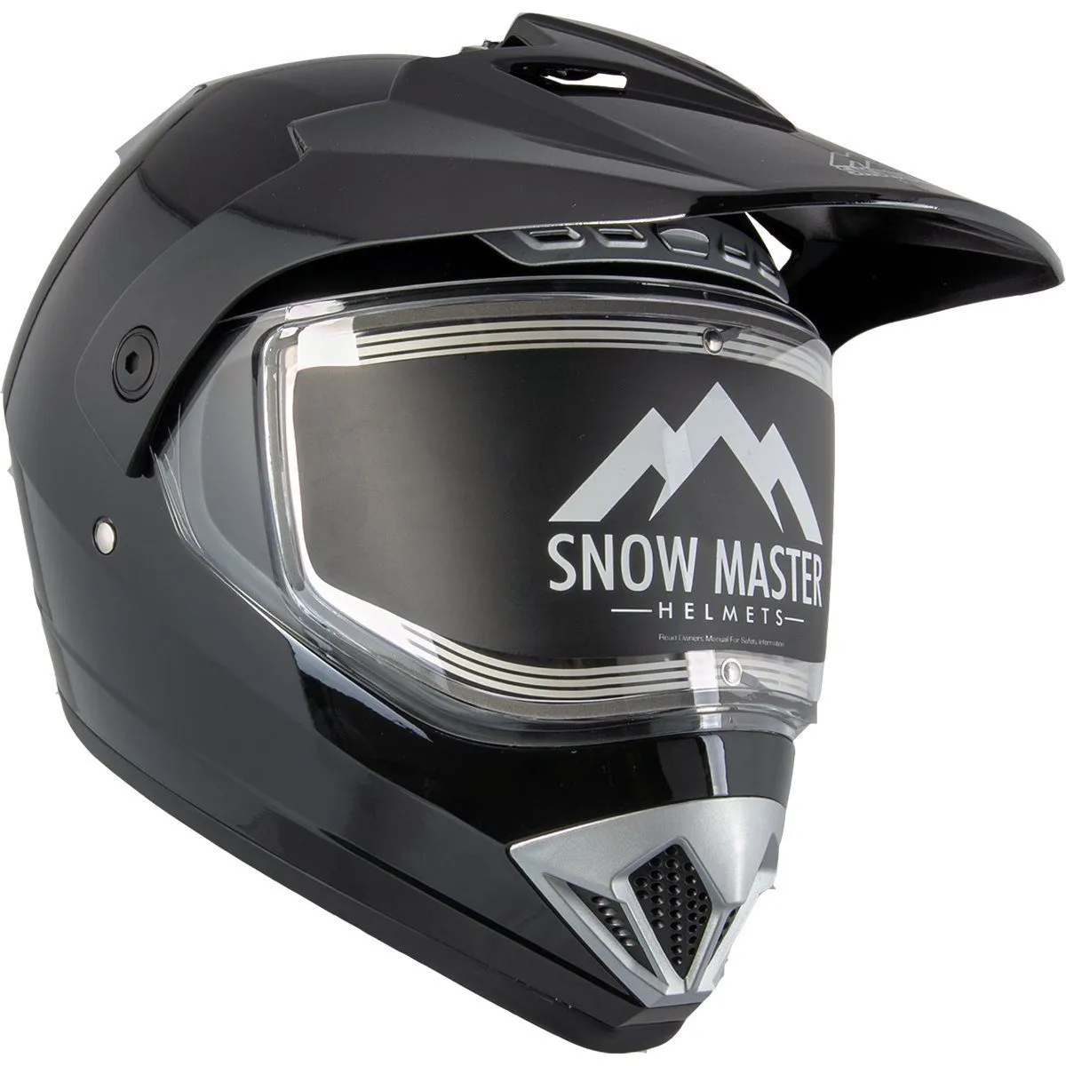 Snow Master TX45 Ultra Light Weight Glossy Black Dual Sport Snowmobile Motorcycle Full Face Helmet for Men & Women - DOT Approve