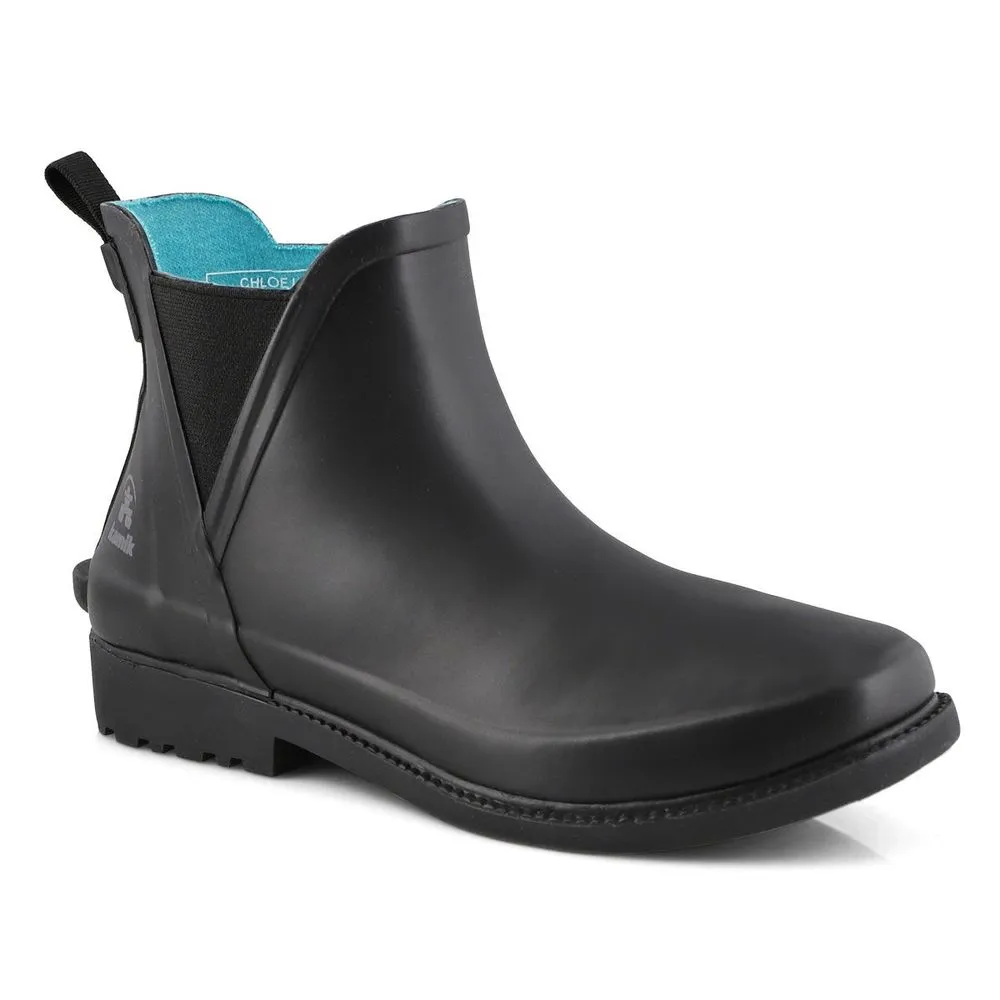 Soft Moc Womens Chloe Lo Waterproof Chelsea Rain Boot - Black