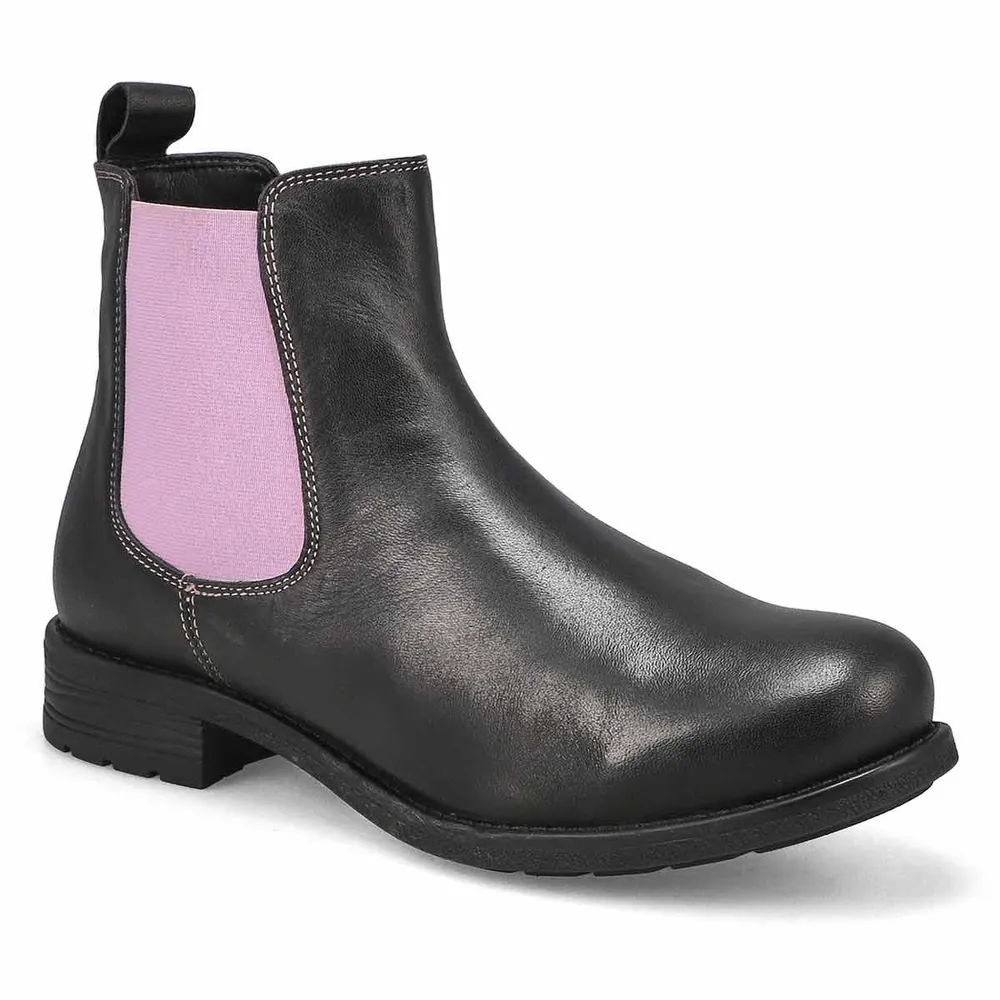 Soft Moc Womens Darilyn 2 Leather Chelsea Boot - Black/Mauve