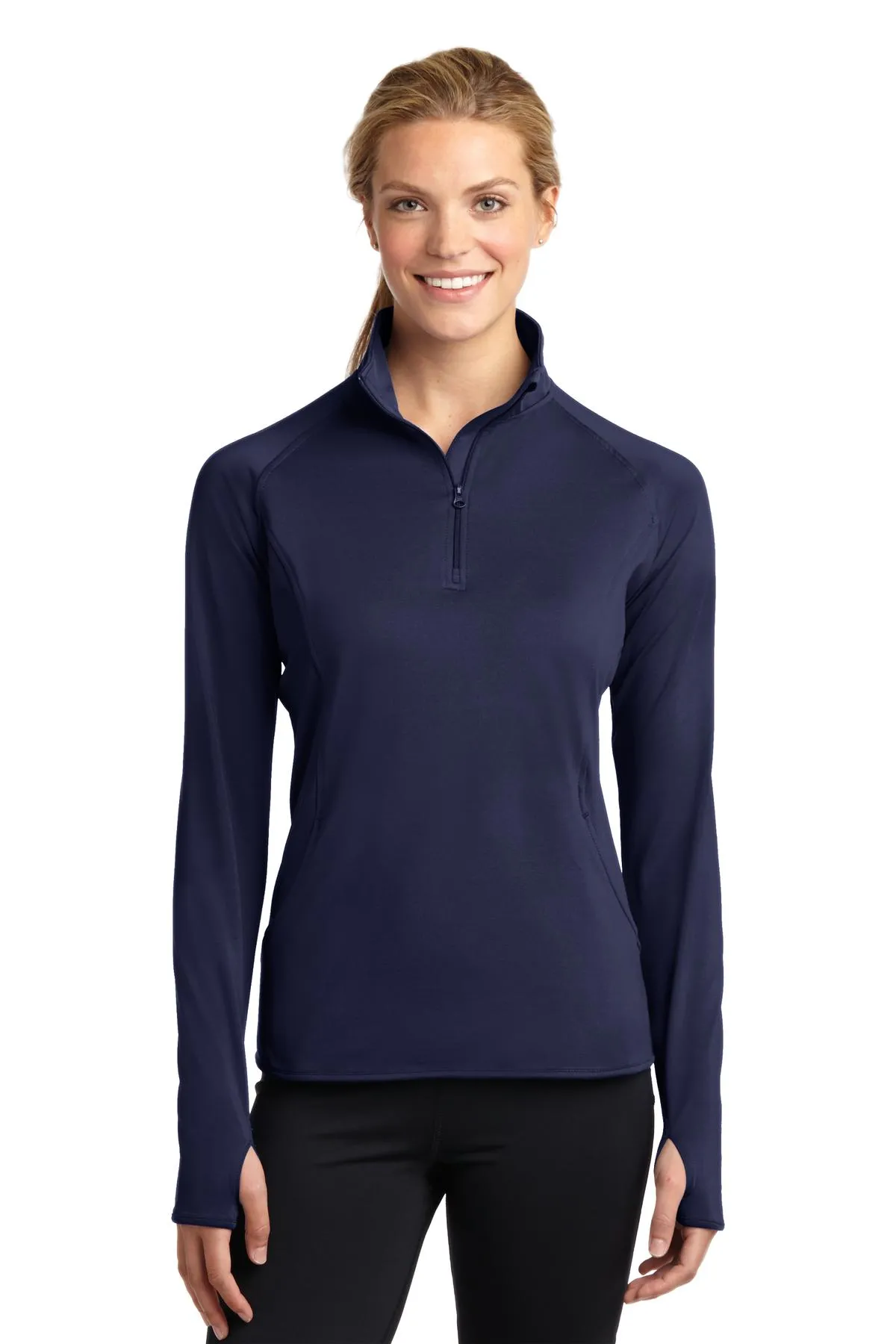 Sport-Tek Ladies Sport-Wick Stretch 1/2-Zip Pullover LST850 True Navy [Horton Group]