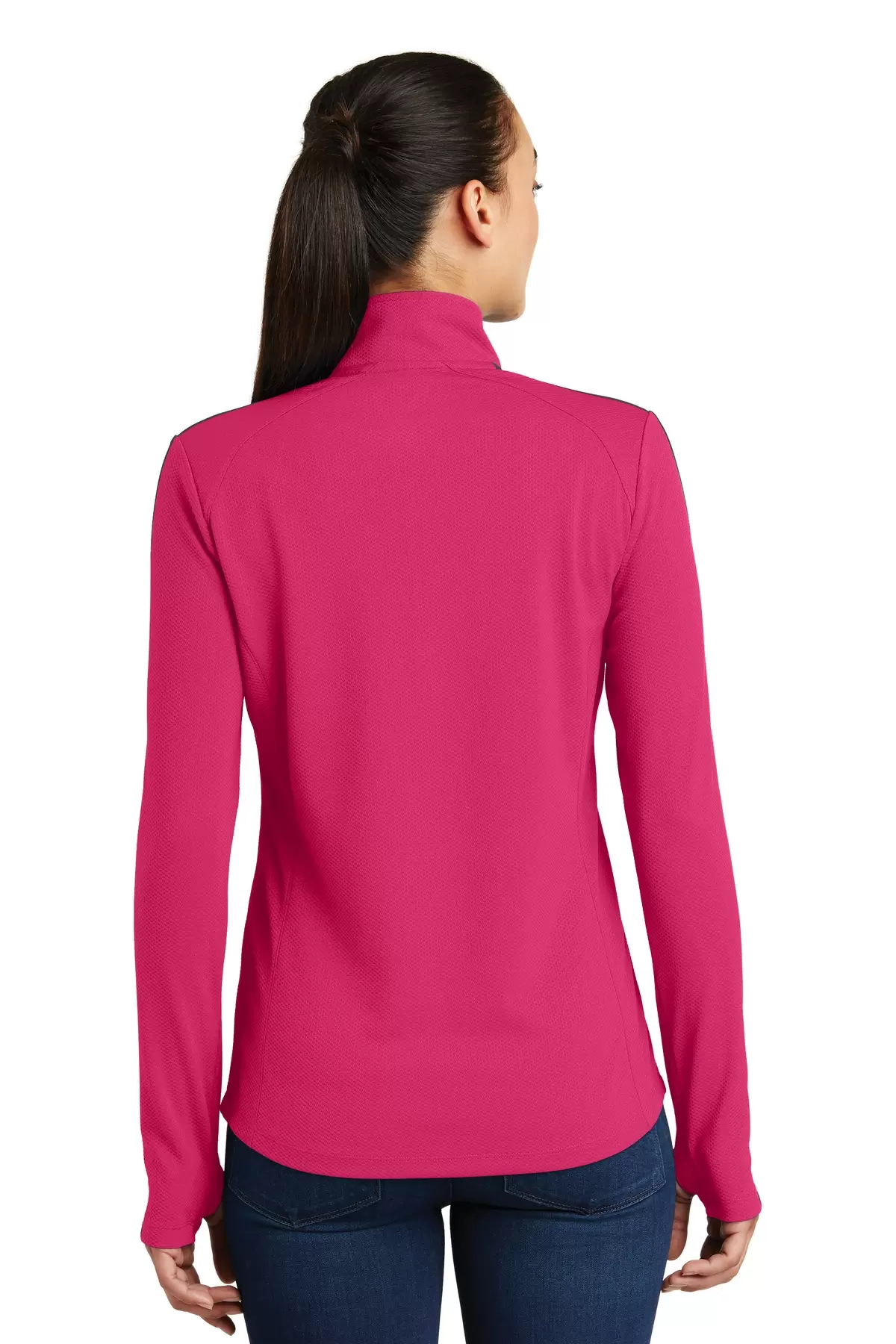 Sport Tek LST861 Sport-Tek Ladies Sport-Wick Textured Colorblock 1/4-Zip Pullover SKU: LST861